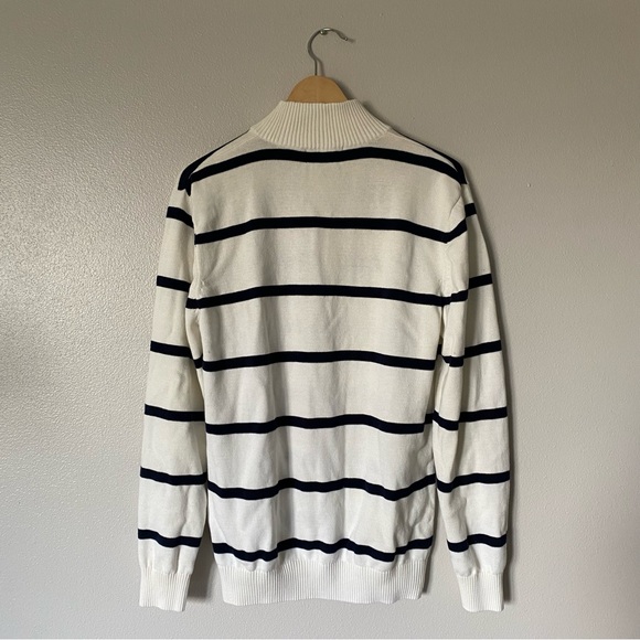 Polo by Ralph Lauren Navy and White Striped Zip-Up Sweater - Picture 4 of 11